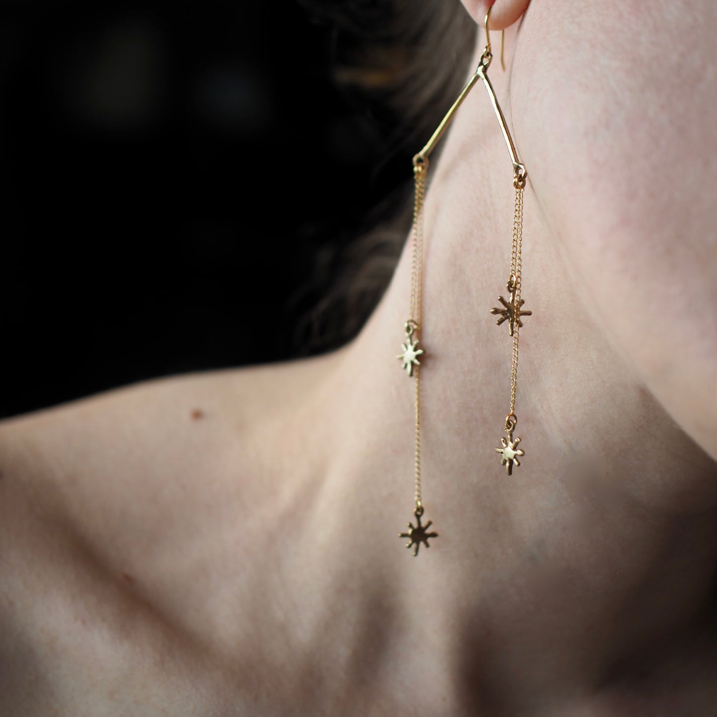 Sparkle star earrings handmade by Iron Oxide Designs