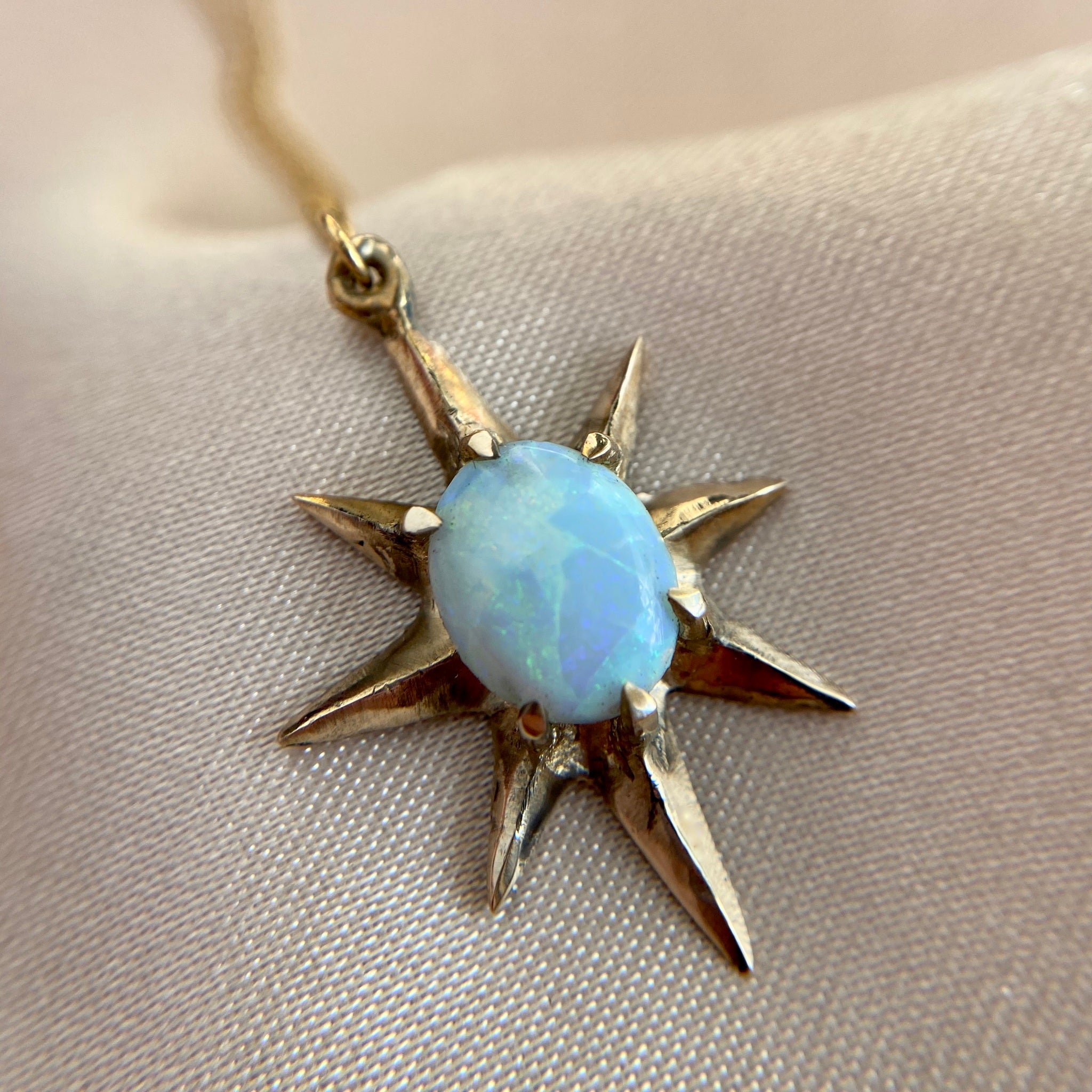 Sterling Silver Blue Lab Opal Sun Necklace, Silver Necklace, Opal Necklace  | eBay